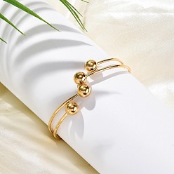 Золотой Ионное покрытие (ip) 304 браслеты из нержавеющей стали для женщин, с круглым шаром, золотые, внутренний диаметр: 2-1/2x2-3/8 дюйм (6.5x6 см)