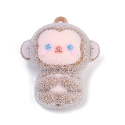 Верблюжий Кулоны из флокированной смолы, обезьяна, верблюжие, 50x44x28 мм, отверстие : 3 мм