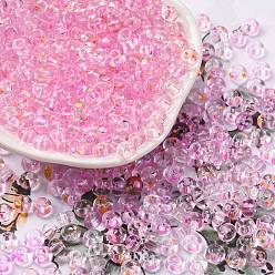 Бледно-Розовый 3/0 краска для выпечки прозрачные цвета стеклянные круглые бусины, класс А, круглое отверстие, розовый жемчуг, 5.5x3 мм, отверстие : 1.8 мм, Около 2500 шт / фунт