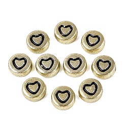 Antique Golden Plated Plating Opaque Acrylic Beads, Craft Beads, Flat Round & Heart, Antique Golden Plated, 7x3.5~4mm, Hole: 1.5mm, about 3570pcs/500g