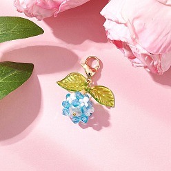 Темно-Голубой Подвесные украшения из акрила и стеклянного жемчуга, с 304 из нержавеющей стали Lobster Claw застежками, глубокое синее небо, 35.5 мм