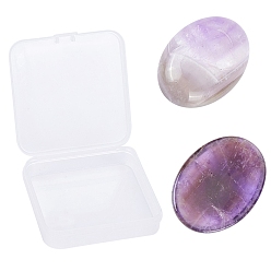 Аметист Натуральный аметист массажер, Камень беспокойства для терапии беспокойства, овальные, 40x30x9 мм, 2 шт / коробка