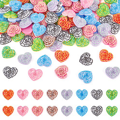 (52) Непрозрачная лаванда Печатные кабошоны из непрозрачной смолы, трехмерный цветок и сердце, с блеском порошок, разноцветные, 16.5x18x5 мм, 150 шт