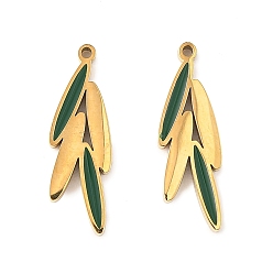 Лист 304 подвески из нержавеющей стали, с эмалью, золотые, лист, 23x7.5x2 мм, отверстие : 1 мм