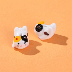 Черный Фарфоровые бусины ручной работы, форма кошки, чёрные, 22x15 мм