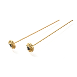 Настоящее золото 18K Аксессуары из латуни, эмалевые булавки, плоско-круглые, реальный 18 k позолоченный, 8x8x56 мм