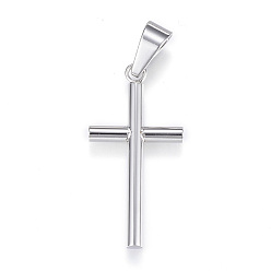 Stainless Steel Color Tarnish Resistant 304 Stainless Steel Pendants, Cross, Stainless Steel Color, 34x17x3mm, Hole: 9x4mm