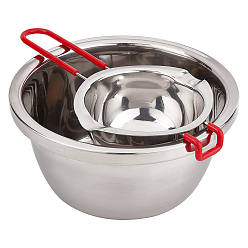 Stainless Steel Color Stainless Steel Melting Pot, with Heat Resistant Handle, Bakeware Bowl, Plate, for Melting Chocolate, Butter, Candy, Stainless Steel Color, 269x141x59mm, Capacity: 400ml