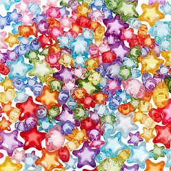 (52) Непрозрачная лаванда 250 шт 2 стили прозрачные акриловые бусины, бусина в бусине, звезда, разноцветные, 12~20x11~18x8~12 мм, отверстие : 2~3 мм