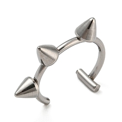 Нержавеющая Сталь Цвет Не тускнеющие 304 серьги-каффы из нержавеющей стали с коническими бусинами, непрокалывающие серьги, цвет нержавеющей стали, 12.5x15x3 мм