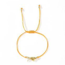Оранжевый Богемный стиль цветной искусственный жемчуг сердце медная бусина женский браслет ювелирные изделия