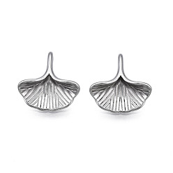 Edelstahl Farbe Anlaufgeschützt 304 Charms aus Edelstahl, Blatt, Edelstahl Farbe, 13x13x4 mm, Bohrung: 2x3 mm