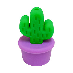 Old Rose Cactus Food Grade Eco-Friendly Silicone Focal Beads, Old Rose, 28.1x18.6mm