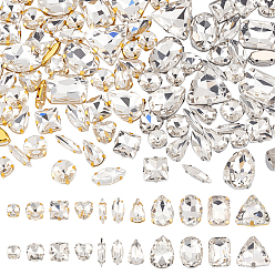 (52) Непрозрачная лаванда 2 сумки 2 цветное стекло пришитые стразы, Сплав многожильных ссылки, разнообразные, разноцветные, 8~18x7~19x5~8 мм, 50 шт / пакет, 1 сумки / цвет