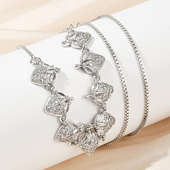 Клубника Латунные микропаве прозрачные кубические цирконии фруктовые нагрудники ожерелья, платина, стойки покрытие, долговечный, без кадмия и без свинца, клубника, 19.57 дюйм (49.7 см)