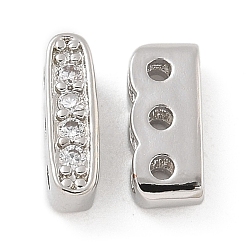 Платина Реечное покрытие латунь микро паве кубический цирконий многожильные звенья, долговечный, без свинца и без кадмия, платина, 10x3x4 мм, отверстие : 1.2 мм