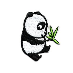 Black Computerized Embroidery Cloth Iron on/Sew on Patches, Costume Accessories, Appliques, Panda, Black & White, 50x39mm