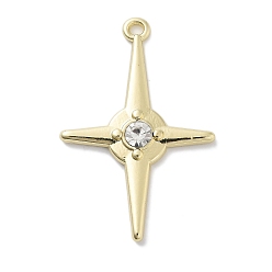 Золотой Подвески из сплава со стразами, без свинца, без кадмии и без никеля, звезда, золотые, 34x23x3 мм, отверстие : 1.6 мм