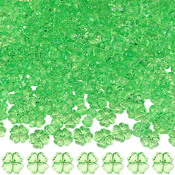 Rasen grün 200pcs transparente Acrylperlen, Klee, facettiert, Rasen grün, 11x11x6 mm, Bohrung: 1.2 mm