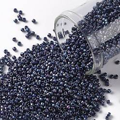 (2637F) Semi Glazed Rainbow Navy Blue Круглые бусины тохо, японский бисер, (2637 f) полупрозрачный радужный темно-синий, 15/0, 1.5 мм, отверстие : 0.7 мм, Около 3000 шт / 10 г