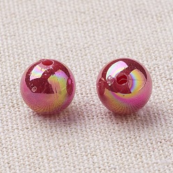 Indian Red Eco-Friendly Poly Styrene Acrylic Beads, AB Color Plated, Round, Indian Red, 10mm, Hole: 2mm, about 980pcs/500g