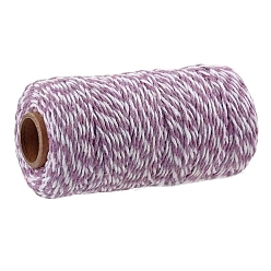 Pflaume Zweifarbige Baumwollfäden, Makramee-Schnur, dekorative Schnurfäden, für DIY, Geschenkverpackung und Schmuckherstellung, Pflaume, 2 mm, ca. 109.36 Yards (100 m)/Rolle