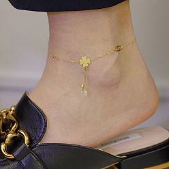 Клевер 316l браслеты из хирургической нержавеющей стали для женщин, золотые, клевер, 7-1/2 дюйм (190 мм)