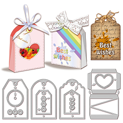 Bag Углеродистая сталь разрезает трафареты, Шаблон для изготовления бумажных карточек с декоративным тиснением для скрапбукинга своими руками, художественный промысел, пакет, 116~145x77~97x0.8 мм, 4 шт / комплект