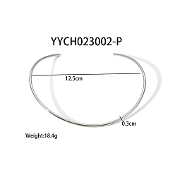 Нержавеющая Сталь Цвет Простые 304 круглые ожерелья-манжеты из нержавеющей стали, модные украшения для женщин, цвет нержавеющей стали, внутренний диаметр: 4.92 дюйм (12.5 см)