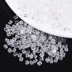 Clear Transparent Glass Beads, Triangle, Triangle Hole, Clear, 4x3.5mm, Hole: 1.2mm, about 4500pcs/bag