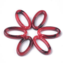 Red Acrylic Linking Rings, Quick Link Connectors, For Jewelry Chains Making, Imitation Gemstone Style, Oval, Red, 35x19.5x6mm, Hole: 25.5x10mm, about 235pcs/500g