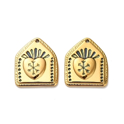 Морской Синий 304 подвески из нержавеющей стали, святое сердце, с эмалью, реальный 18 k позолоченный, ионное покрытие (ip), Marine Blue, 21x17.5x2.5 мм, отверстие : 1.2 мм