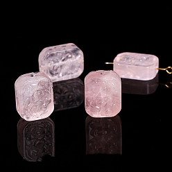 Rectangle Природного розового кварца бусы, прямоугольные, 18x14 мм