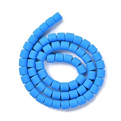Dodger Blue Handmade Polymer Clay Bead Strands, Column, Dodger Blue, 6.5x6mm, Hole: 1.2mm, about 61pcs/strand, 15.75 inch(40cm)