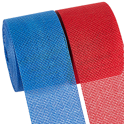 Mixed Color 2Rolls 2 Colors Polyester Imitation Linen Wrapping Ribbon, for Crafts Decoration, Mixed Color, 2 inch(50mm), 10m/roll(11 yards/roll), 1roll/color