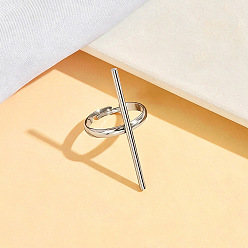 Stainless Steel Color 304 Stainless Steel Cuff Open Rings, Bar, Stainless Steel Color, US Size 7 1/4(17.5mm)