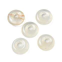 Натуральный Агат Подвески-пончики из натурального белого агата/диска пи, 14~14.5x4 мм, отверстие : 4 мм