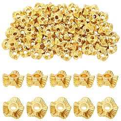 Настоящее золото 18K 80 шт. Латунные распорные втулки, волнистая складка, реальный 18 k позолоченный, 6x2.5 мм, отверстие : 1.5 мм