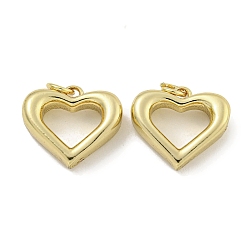 Golden Brass Pendants, with Jump Rings, Cadmium Free & Lead Free, Long-Lasting Plated, Heart, Golden, 15x17x5mm, Hole: 3mm
