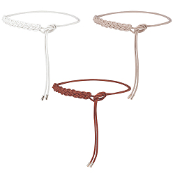 Couleur Mélangete 3 pièces 3 couleurs ceintures de taille en cuir PU avec nœud en corde pour femmes, couleur mixte, 1250mm, 1 pc / couleur