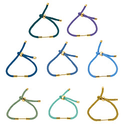(52) Непрозрачная лаванда 8шт 8 цвета плетеный нейлоновый шнур изготовление браслета, с латунной фурнитурой , реальный 18 k позолоченный, разноцветные, 9-1/2 дюйм (24 см), ссылка: 24x4 mm, 1 шт / цвет