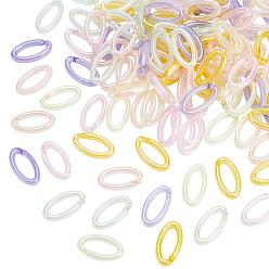 Mixed Color Olycraf Transparent Acrylic Linking Rings, Quick Link Connectors, For Jewelry Chains Making, AB Color Plated, Imitation Gemstone Style, Oval, Mixed Color, 35x18.5x6.5mm, Inner Diameter: 25x9.5mm, 6 colors, 20pcs/color, 120pcs