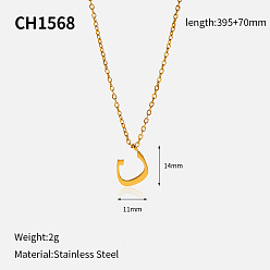 Настоящее золото 18K 304 подвески из нержавеющей стали с арабскими буквами, реальный 18 k позолоченный, 15.55 дюйм (39.5 см), Кулон : 14x11 мм