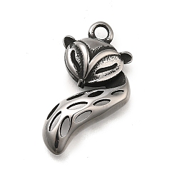 Лиса Ретро 304 из нержавеющей стали подвески, прелести животных, античное серебро, лиса, 23x12x3.5 мм, отверстие : 2 мм