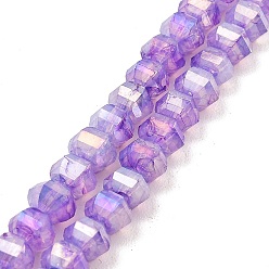 Medium Purple Imitation Jade Glass Beads Strands, Faceted, AB Color Plated, Rondelle, Medium Purple, 5x4.5mm, Hole: 1.2mm, about 70pcs/strand, 12.80''(32.5cm)