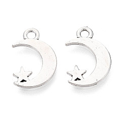 Античное Серебро Сплавочные подвески тибетского стиля, Луна и звезды прелести, античное серебро, 17x11x1 мм, отверстие : 2 мм