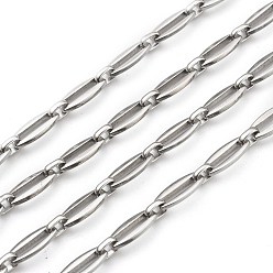 Stainless Steel Color Tarnish Resistant 304 Stainless Steel Link Chains, Unwelded, Stainless Steel Color, Link: 13.5x6.5x1.5mm, Oval: 6x4x2mm