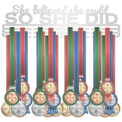 Silver Iron Medal Display Hanger, with Plastic Plugs & Spacer, Iron Screws, Silver, 11.2x40.7x0.2cm