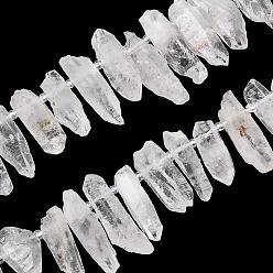 Herkimer Diamond Natural Herkimer Diamond Beads Strands, Nuggets, with Seed Beads, Top Drilled, 21.5~35x7.5~11.5x7.5~8.5mm, Hole: 0.7mm, about 35~39pcs/strand, 14.96''(38~40.5cm)
