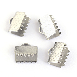 Нержавеющая Сталь Цвет Устойчив к потускнению 304 концы ленты из нержавеющей стали с обжимом, цвет нержавеющей стали, 7x8.5 мм, отверстие : 2 мм